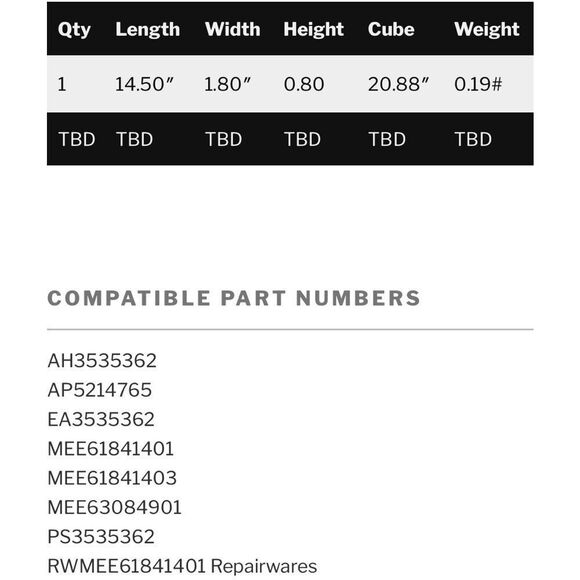 Repairwares Hot Surface Igniter Part #RWMEE61841401 New in Box! - Picture 7 of 13